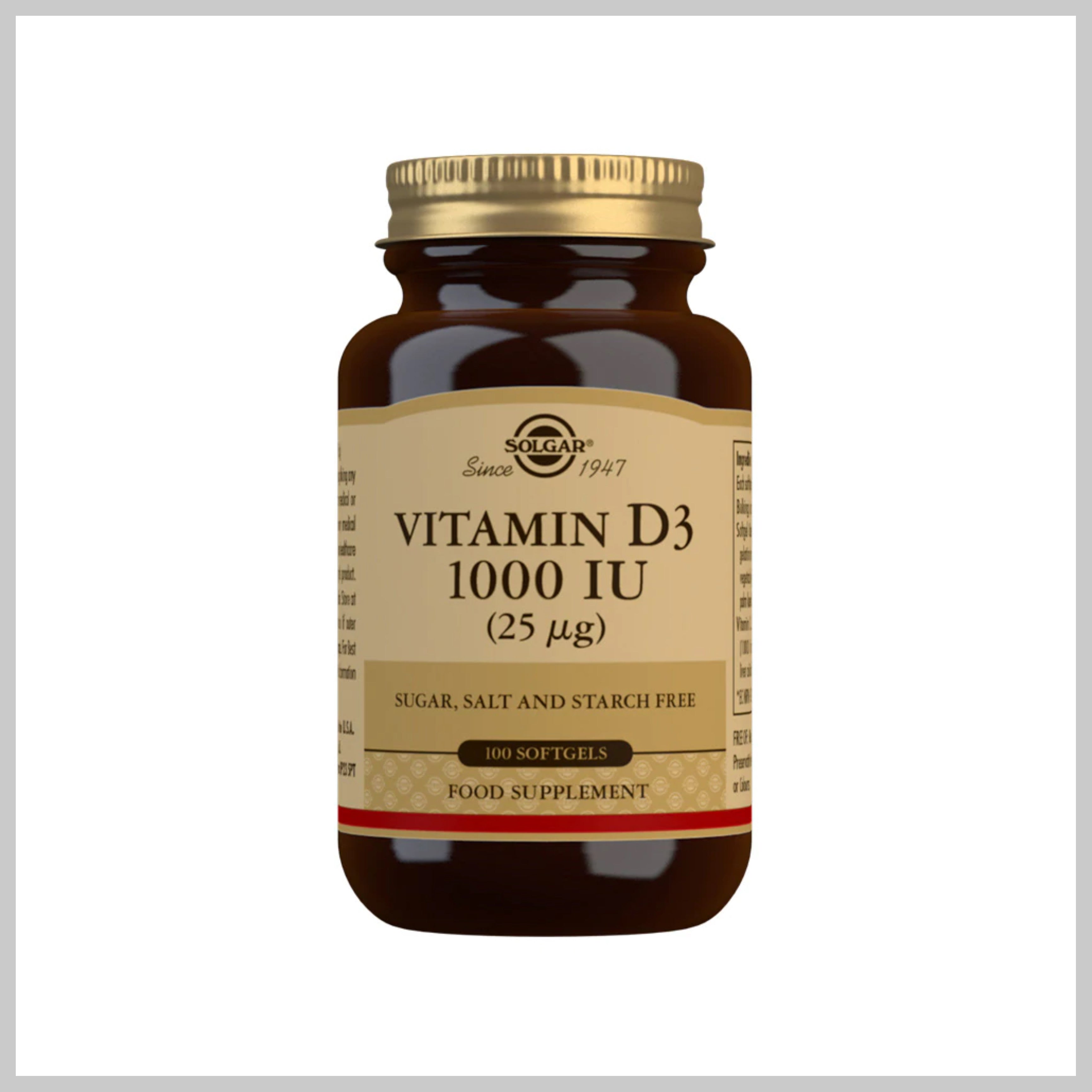 Solgar Vitamin D3 1000IU (25 mcg) Softgels