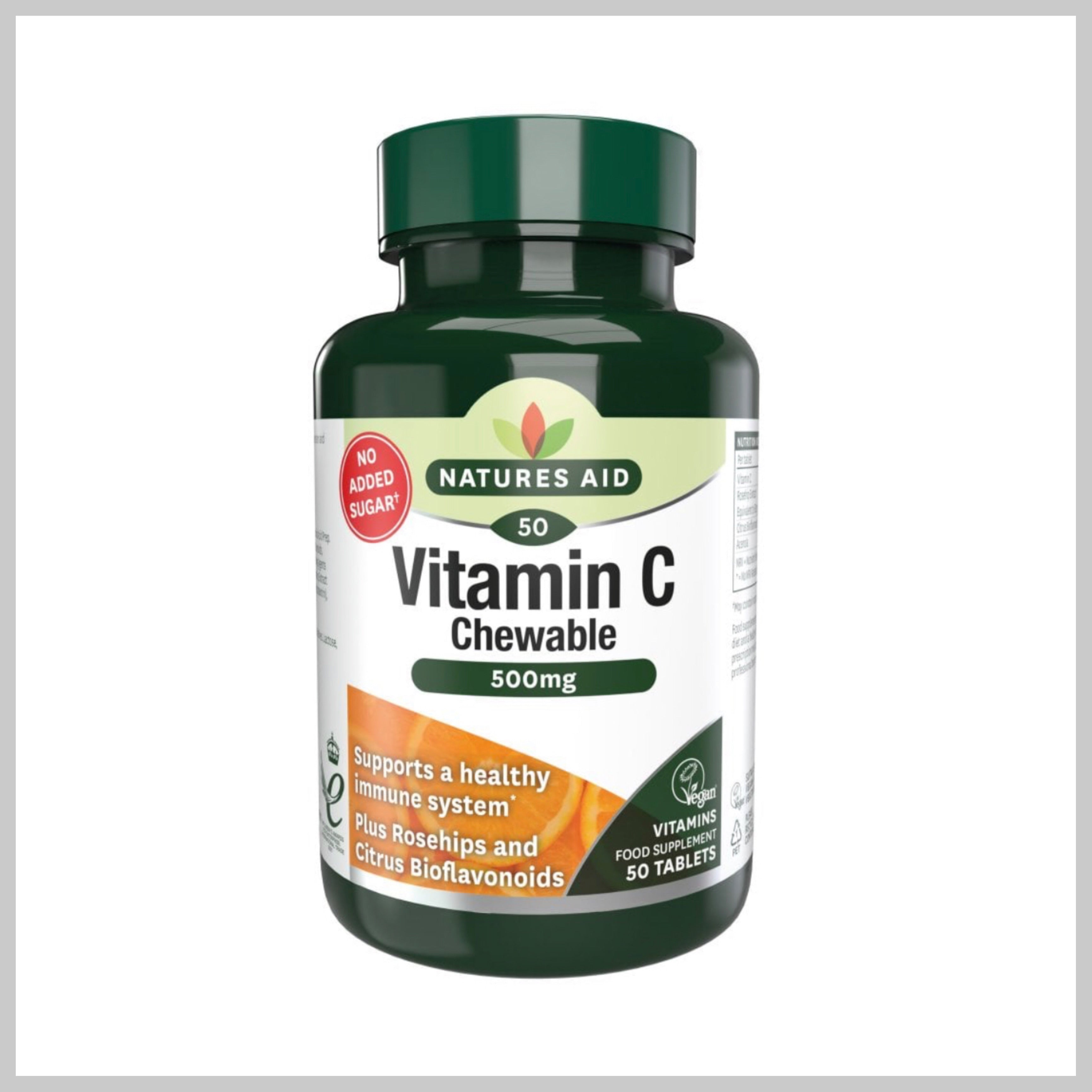 Natures Aid Vitamin C 500mg Chewable 50 Tablets