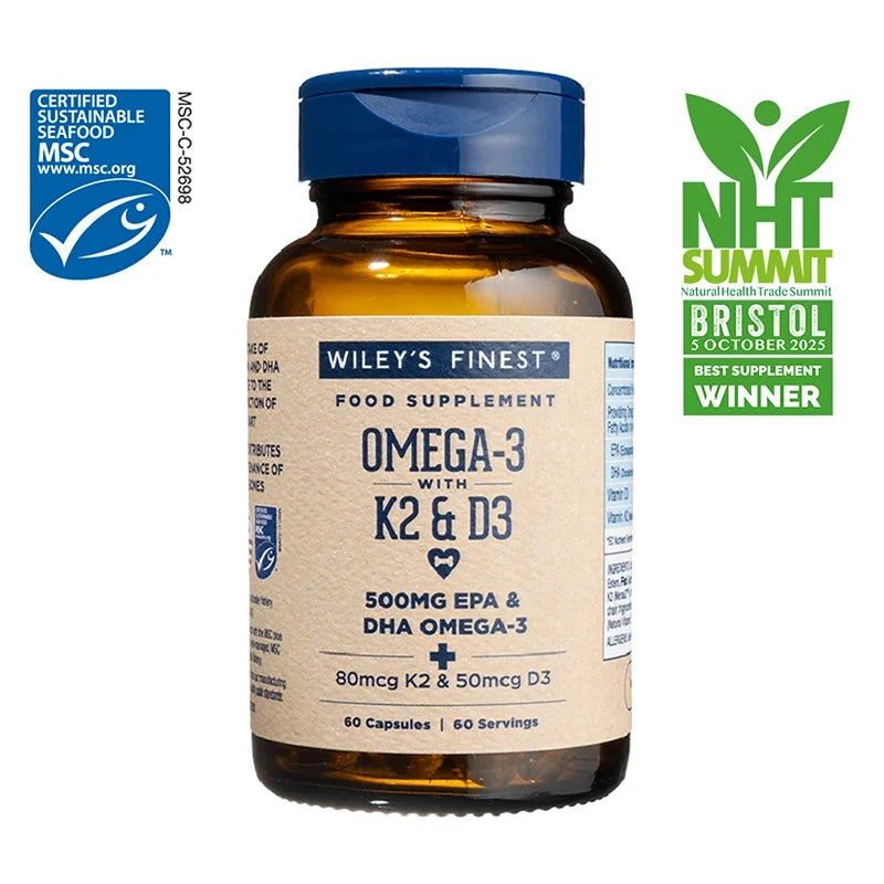 Wiley's Finest Omega-3 + K2 & D3 Omega-3 Fish Oil 60 Caps